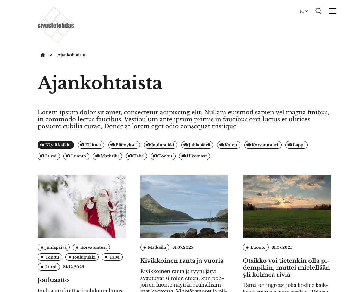 Mustavalkoisen vaihtoehdon esimerkki, Ajankohtaista-sivu