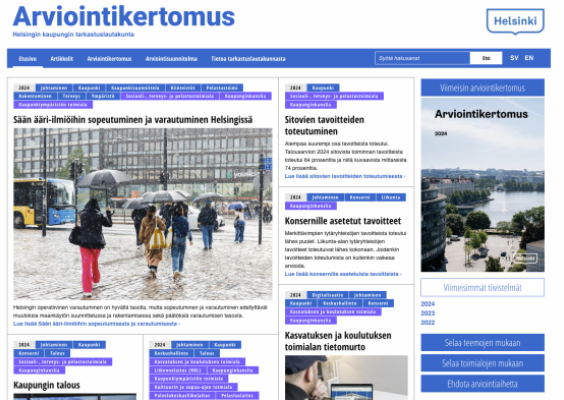 Ruudunkaappaus Arviointikertomus.fi-sivustolta, joka on saavutettava.