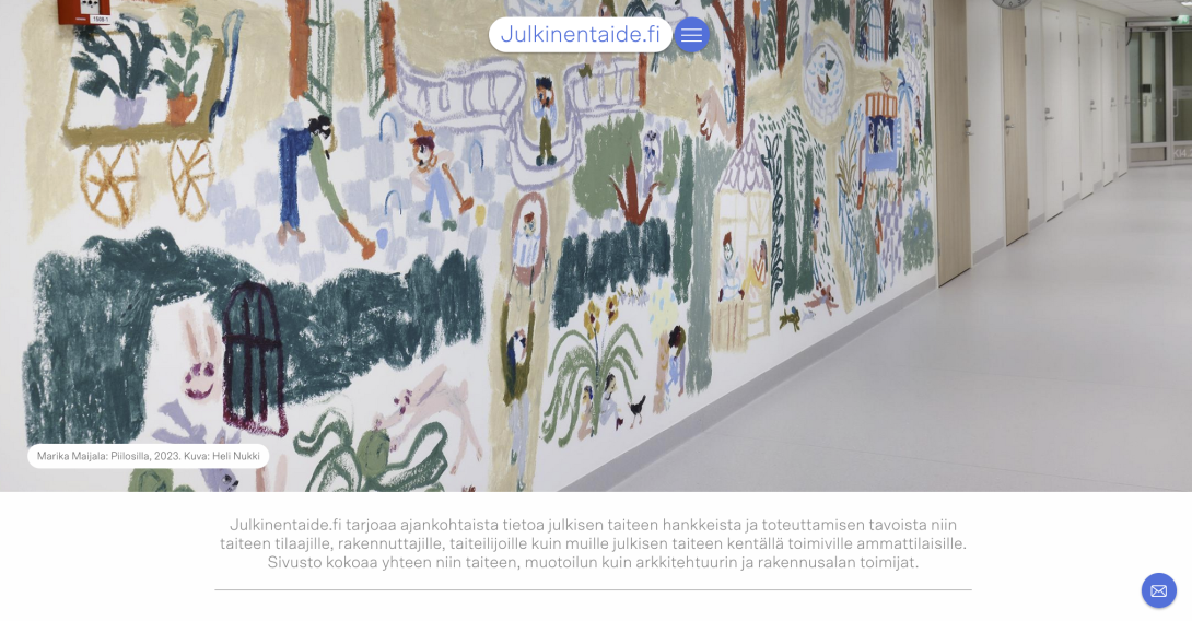 Ruudunkaappaus Julkinentaide.fi-sivuston yläosasta